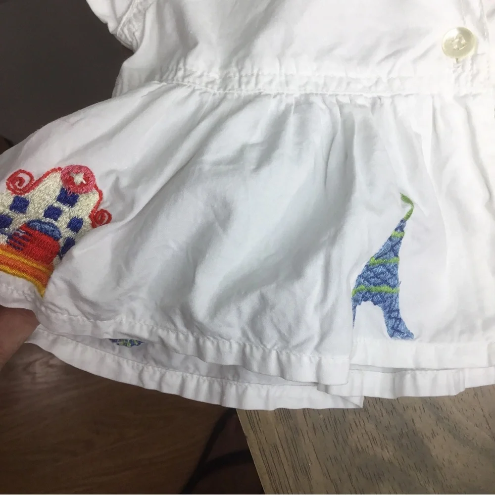 Oilily Baby Girl White Dress Size 68 (6 months US) Embroidered Cotton India